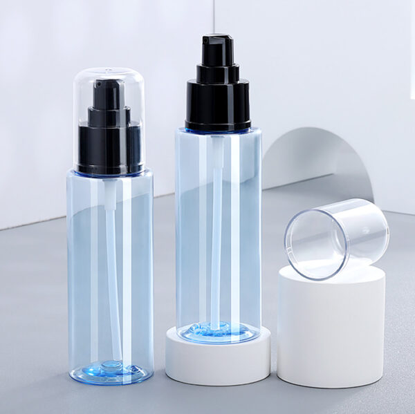 100ml plastic pump bottle clear blue PB002