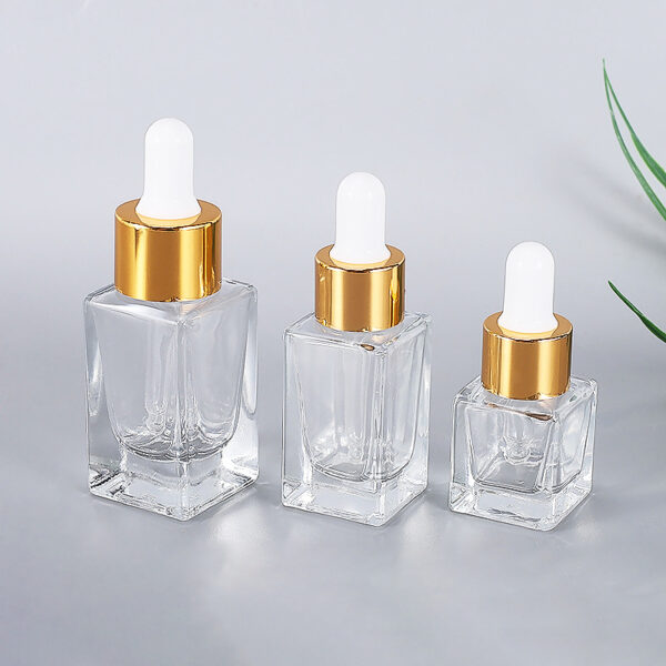 Custom 5ml 10ml 15ml Square Glass Dropper Bottle Clear GB017